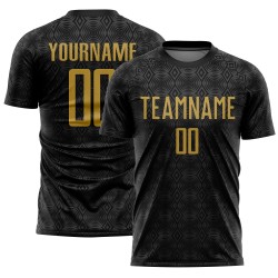Uniform Geometrische Fußball Sublimation Schwarz Benutzerdefinierte Formen Jersey Altgold