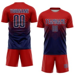 Uniform Rot Marine-Weiß Fußballtrikot Benutzerdefinierte Sublimation
