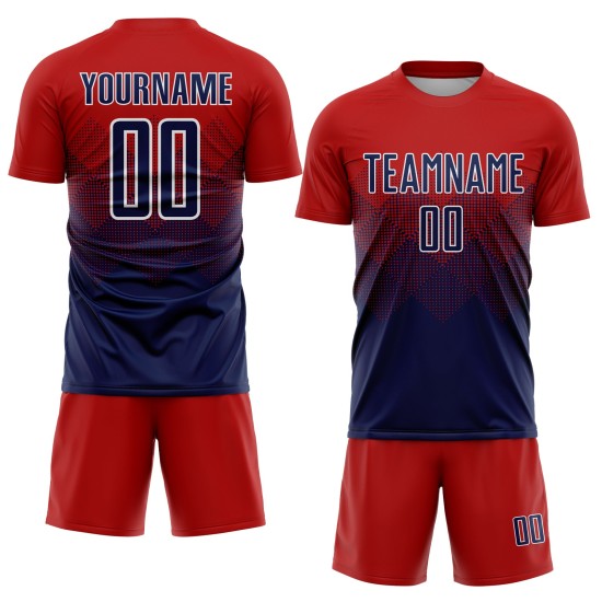 Uniform Rot Marine-Weiß Fußballtrikot Benutzerdefinierte Sublimation