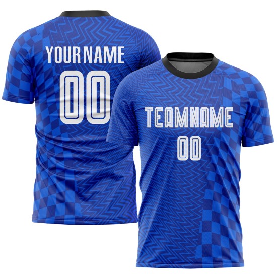 Fußball Royal Trikot Sublimation Uniform Weiß-Schwarz Custom