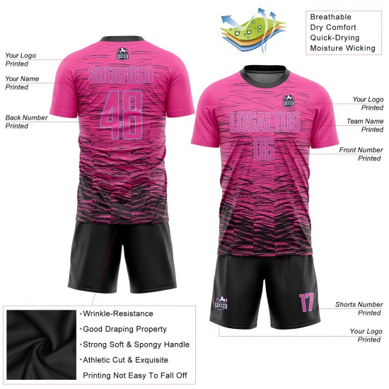 Rosa Uniform Fußball Schwarz-Licht Custom Sublimation Jersey Blau Rosa Uniform Fußball Schwarz-Licht Custom Sublimation Jersey Blau