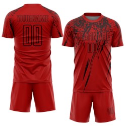 Rote Sublimation Custom Jersey Fußballuniform Schwarz