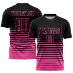 Rosa Nadelstreifen Sublimation Fußball Verblassen Uniform Jersey Schwarz Mode Custom