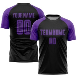 Uniform Fußball Lila Trikot Schwarz Benutzerdefinierte Sublimation