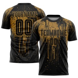 Sublimation Fußball Gold Jersey Schwarz Custom Uniform Alt