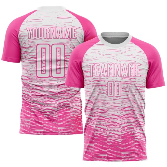 Uniform Sublimation Custom Jersey Fußball Weiß Rosa Uniform Sublimation Custom Jersey Fußball Weiß Rosa