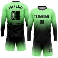 Fade Pea Jersey Custom Fashion Sleeve Uniform Fußball Sublimation Lange Schwarz Grün Fade Pea Jersey Custom Fashion Sleeve Uniform Fußball Sublimation Lange Schwarz Grün