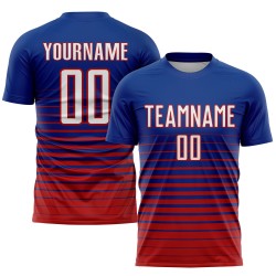 Sublimation Fade Uniform Jersey Custom Nadelstreifen Weiß-Rot Fashion Soccer Royal