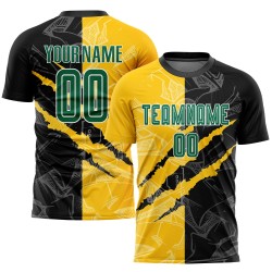 Grün Graffiti Schwarz-Gelb Benutzerdefinierte Uniform Sublimation Jersey Scratch Kelly Muster Fußball