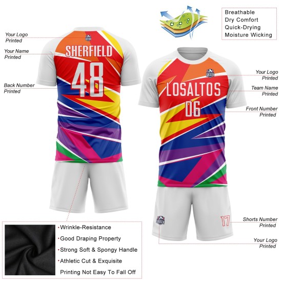 Abbildung Sublimation Weiß-Rot Uniform Jersey Fußball Custom