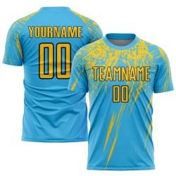 Trikot Blau Sublimation Uniform Custom Gelb-Schwarz Fußball Himmel