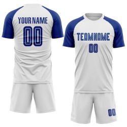 Sublimations-Weiß-Fußballtrikot, benutzerdefinierte Royal-Uniform