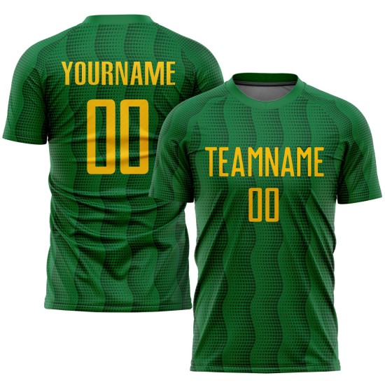 Fußballuniform Gold Grün Trikot Kelly Sublimation Custom Fußballuniform Gold Grün Trikot Kelly Sublimation Custom