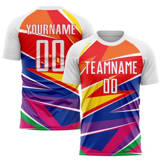 Abbildung Sublimation Weiß-Rot Uniform Jersey Fußball Custom