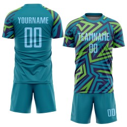 Fußball Hellblau Uniform Sublimation Blau-Kelly Jersey Grün Custom