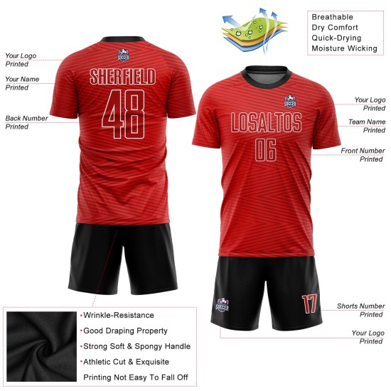 Sublimationstrikot Rot-Schwarz Uniform Fußball Custom Rot Sublimationstrikot Rot-Schwarz Uniform Fußball Custom Rot