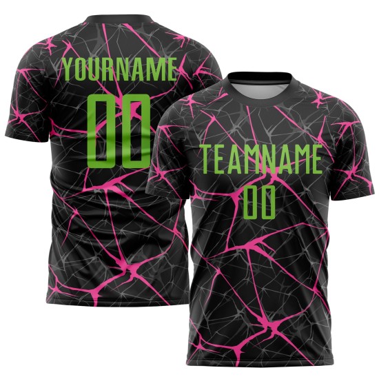 Fußball Sublimation Uniform Schwarz Grün-Pink Custom Jersey Neon