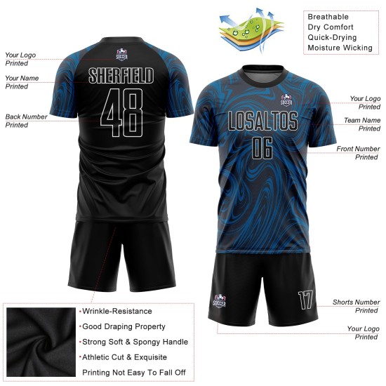 Benutzerdefinierte Uniform Schwarz-Weiß Jersey Royal Sublimation Fußball