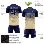 Cremefarbenes Trikot Sublimation Marineblau-Weiß Uniform Fußball Custom