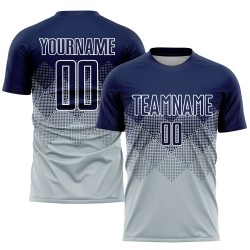Silber Trikot Uniform Navy-Weiß Sublimation Custom Fußball