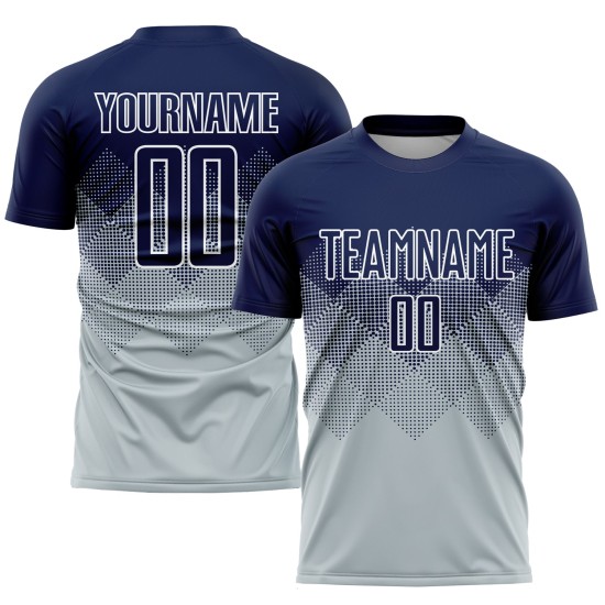 Silber Trikot Uniform Navy-Weiß Sublimation Custom Fußball Silber Trikot Uniform Navy-Weiß Sublimation Custom Fußball