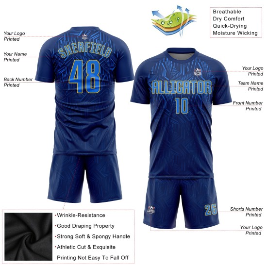 Uniform-Trikot Sublimation Royal-Gold Custom Navy Fußball