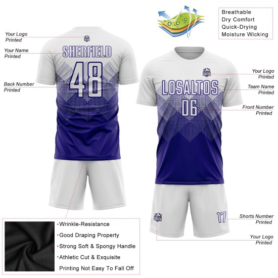 Dunkelweißes Uniformtrikot Lila Fußball Sublimation Custom Dunkelweißes Uniformtrikot Lila Fußball Sublimation Custom