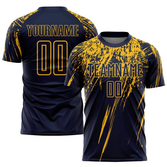 Fußballtrikot Gelb Benutzerdefinierte Sublimation Uniform Navy