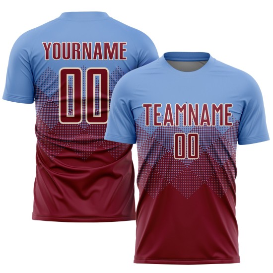 Trikot Sublimation Light Uniform Crimson-Creme Custom Soccer Blau Trikot Sublimation Light Uniform Crimson-Creme Custom Soccer Blau