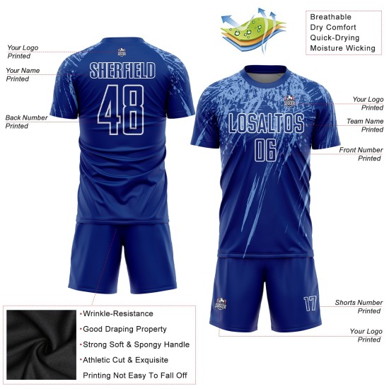 Sublimationstrikot Custom Uniform Hellkönigsblau-Weiß