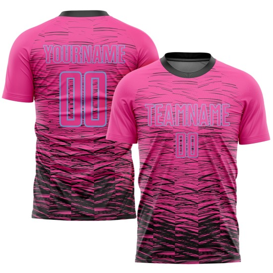 Rosa Uniform Fußball Schwarz-Licht Custom Sublimation Jersey Blau Rosa Uniform Fußball Schwarz-Licht Custom Sublimation Jersey Blau