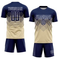 Cremefarbenes Trikot Sublimation Marineblau-Weiß Uniform Fußball Custom Cremefarbenes Trikot Sublimation Marineblau-Weiß Uniform Fußball Custom