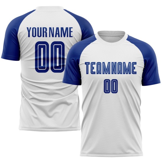 Sublimations-Weiß-Fußballtrikot, benutzerdefinierte Royal-Uniform