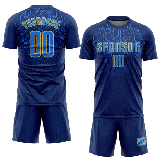 Uniform-Trikot Sublimation Royal-Gold Custom Navy Fußball