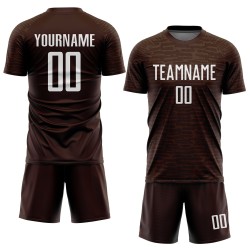 Weißes einheitliches Fußballtrikot, benutzerdefiniertes braunes Sublimationstrikot