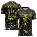 Gelbes Fußballuniform-Trikot, individuell, schwarz, Sublimation, Neon