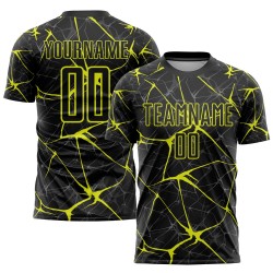 Gelbes Fußballuniform-Trikot, individuell, schwarz, Sublimation, Neon