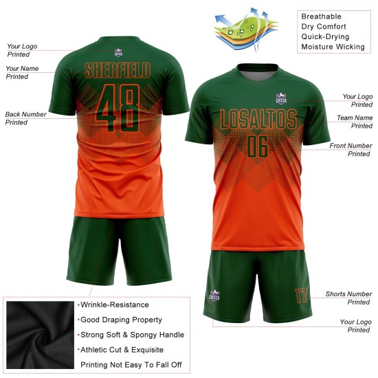 Benutzerdefinierte Fußball Sublimation Uniform Orange Jersey Grün