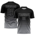 Schwarz Fashion Fade Sublimation Uniform Nadelstreifen Custom Jersey Grau Fußball
