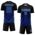 Blaulicht-Sublimations-Fußball-Uniform in Marineblau, individuell gestaltetes schwarzes US-Trikot