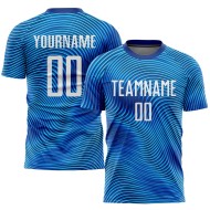Benutzerdefinierte Sublimation Uniform Fußballtrikot Weiß-Königsblau