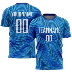 Benutzerdefinierte Sublimation Uniform Fußballtrikot Weiß-Königsblau