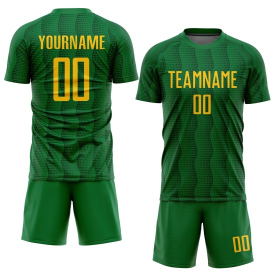 Fußballuniform Gold Grün Trikot Kelly Sublimation Custom Fußballuniform Gold Grün Trikot Kelly Sublimation Custom