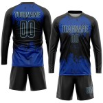 Schwarzes, schwarz-königliches Fußballtrikot mit individueller Sublimations-Uniform