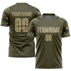 Sublimation zum Fußballdienst, benutzerdefiniertes Salute-Uniform-Trikot Vegas Gold-Camo Olive